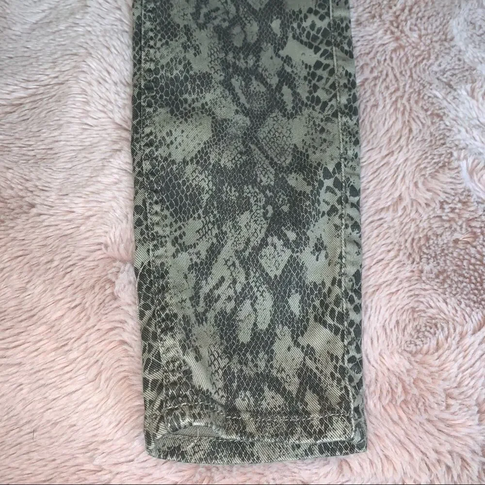 Zara Snake Print Tan & Brown High-Rise Skinny Jeans Size: 4